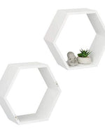 Hexagonal Shape Wooden Floating Wall Shelves Set of 3
