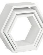 Hexagonal Shape Wooden Floating Wall Shelves Set of 3