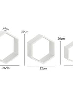 Hexagonal Shape Wooden Floating Wall Shelves Set of 3