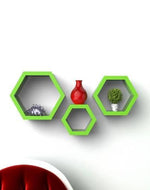 Hexagonal Shape Wooden Floating Wall Shelves Set of 3
