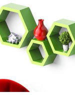 Hexagonal Shape Wooden Floating Wall Shelves Set of 3