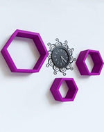 Hexagonal Shape Wooden Floating Wall Shelves Set of 3