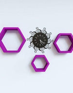Hexagonal Shape Wooden Floating Wall Shelves Set of 3