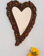 brown wood wall decor mirror