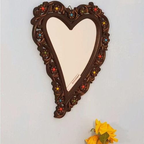 brown wood wall decor mirror