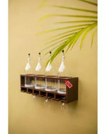 Unique Wooden Bottle Rack, 4 Bottles Holder Wall Shelves - WoodenTwist