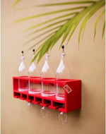 Unique Wooden Bottle Rack, 4 Bottles Holder Wall Shelves - WoodenTwist