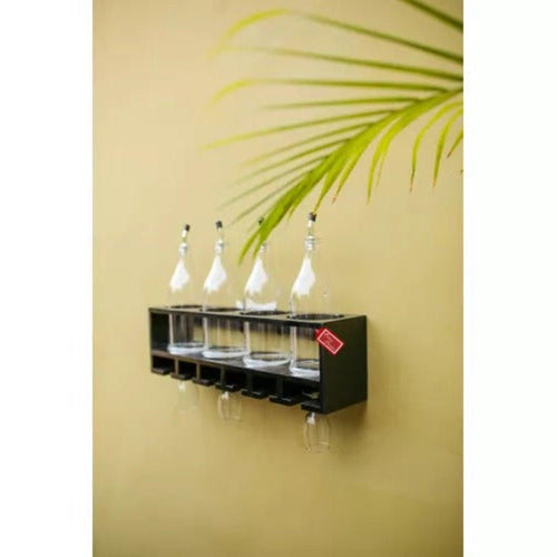 Unique Wooden Bottle Rack, 4 Bottles Holder Wall Shelves - WoodenTwist