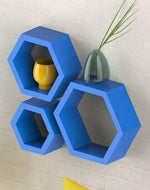 Hexagonal Shape Wooden Floating Wall Shelves Set of 3 - WoodenTwist