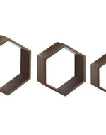 Hexagonal Shape Wooden Floating Wall Shelves Set of 3