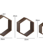 Hexagonal Shape Wooden Floating Wall Shelves Set of 3