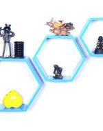 Hexagonal Shape Wooden Floating Wall Shelves Set of 3
