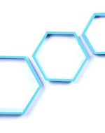 Hexagonal Shape Wooden Floating Wall Shelves Set of 3