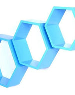 Hexagonal Shape Wooden Floating Wall Shelves Set of 3