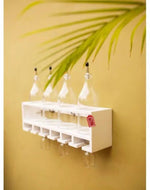 Unique Wooden Bottle Rack, 4 Bottles Holder Wall Shelves - WoodenTwist