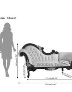 Vintage Teak Wood Handcrafted Deewan Chaise Lounge (Golden)