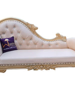 Vintage Teak Wood Handcrafted Deewan Chaise Lounge (Golden)