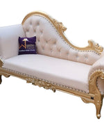 Vintage Teak Wood Handcrafted Deewan Chaise Lounge (Golden)