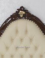 Teak Wood Queen Size Bed Hand Carved With Cushioned Design