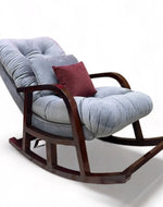 Bloomart Fleecy Handmade With Comfortable Cushion Backrest Rocking Chair ( Walnut Finish )