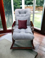 Bloomart Fleecy Handmade With Comfortable Cushion Backrest Rocking Chair ( Walnut Finish )