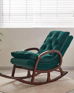 Wooden Rocking Chair Colonial and Traditional Super Comfortable Cushion (Walnut Finish)