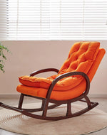 Wooden Rocking Chair Colonial and Traditional Super Comfortable Cushion (Walnut Finish)
