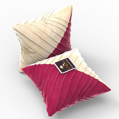 Wooden Fabrahome Abstract Square Velvet Cushion Cover Set of 2 ( Multicolor )