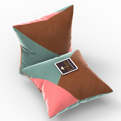 Fabrahome Abstract Square Velvet Cushion Cover Set of 2 ( Multicolor )