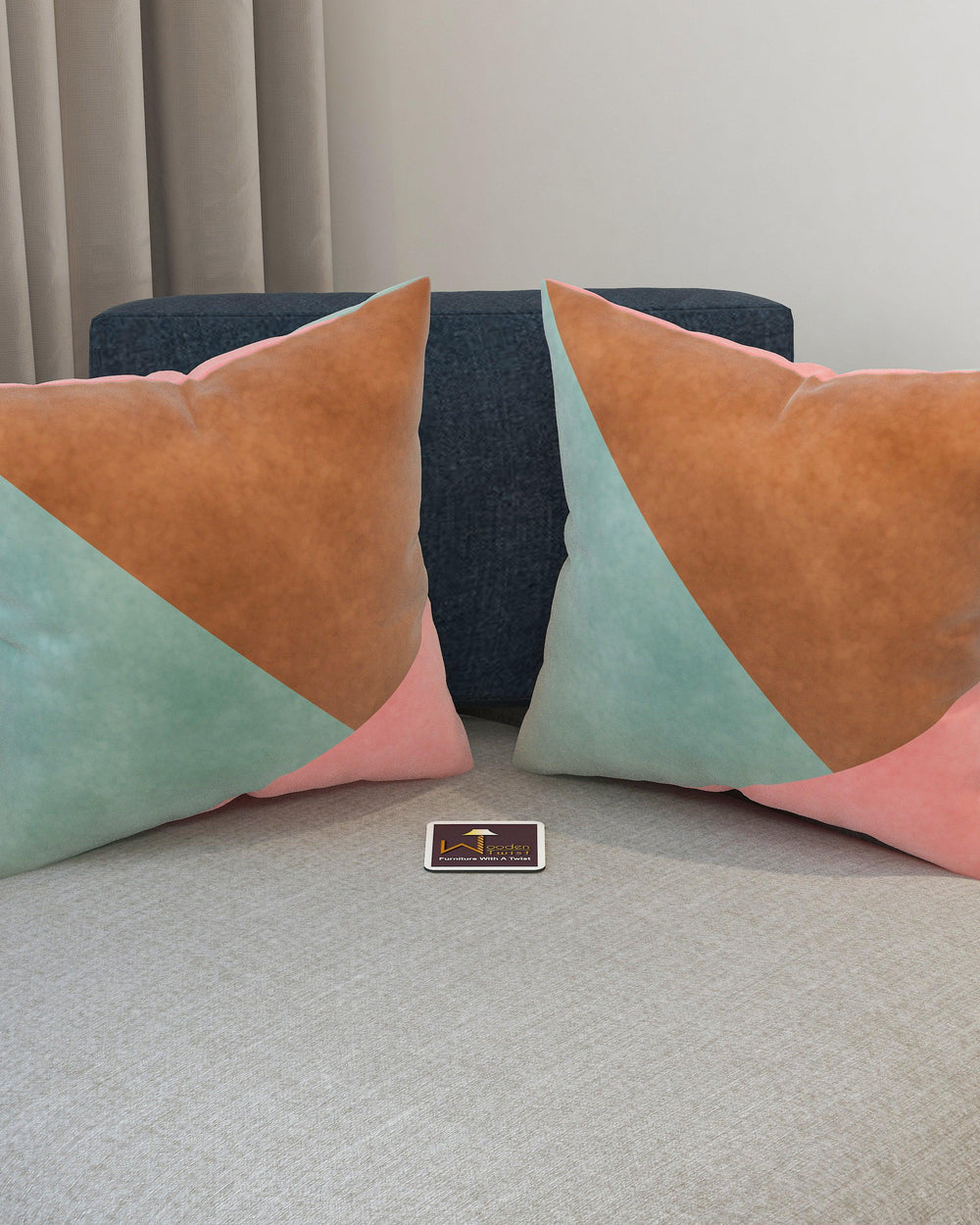 Fabrahome Abstract Square Velvet Cushion Cover Set of 2 ( Multicolor ) - Bloomart