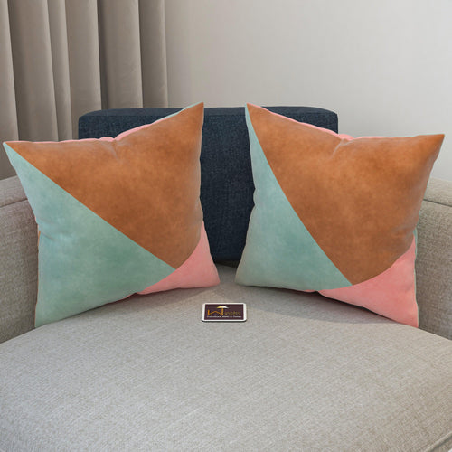 Fabrahome Abstract Square Velvet Cushion Cover Set of 2 ( Multicolor ) - Bloomart