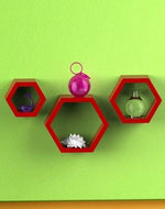 Hexagonal Shape Wooden Floating Wall Shelves Set of 3