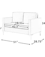 Bloomart Avión Solid Wood Loveseat 2-Seater Bench with Two Cushions