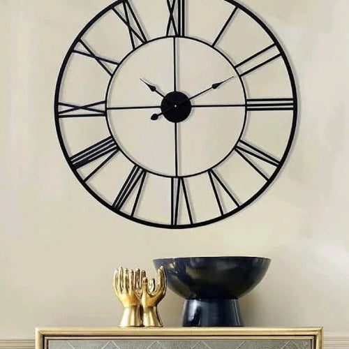 Black Roman Metal Wall Clock 24Inch