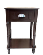 Bloomart Grub Square Shape Mango Wood Carved Round Legs Bedside Table with 1 Drawer & 1 Shelf