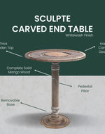 Bloomart Sculpte Hand Carved Solid Wood End Table