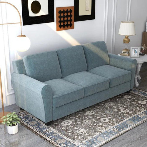 Bloomart Modern Sofa in Grey Velvet Fabric