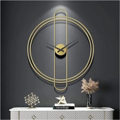 Double Ring Golden Capsule Wall Clock