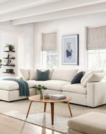 Bloomart Modernize Relleno L-Shape Teak Wood 5 Seater Sectional Sofa Set - Bloomart