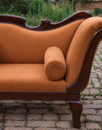 Wooden Handicraft Couch for Living Room in Stylish Look Chaise Lounge (Brown Walnut)