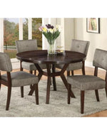 Handmade Stylish Modern Chair with Round Dining Table (Set of 5,  Walnut Finish)