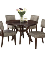 Handmade Stylish Modern Chair with Round Dining Table (Set of 5,  Walnut Finish)