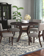 Handmade Stylish Modern Chair with Round Dining Table (Set of 5, Walnut Finish) - WoodenTwist