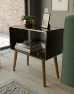 Bloomart Modern Bookcase Nightstand, End Table,Bed Side Table for Small Spaces Magazine Stand with Storage Wooden Bedside, Table, For Living Room/Bedroom