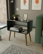 Bloomart Modern Bookcase Nightstand, End Table,Bed Side Table for Small Spaces Magazine Stand with Storage Wooden Bedside, Table, For Living Room/Bedroom