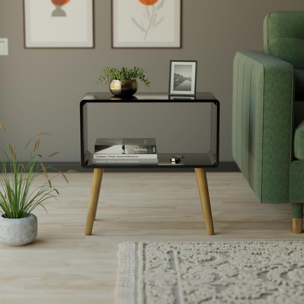Bloomart Modern Bookcase Nightstand, End Table,Bed Side Table for Small Spaces Magazine Stand with Storage Wooden Bedside, Table, For Living Room/Bedroom