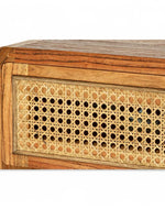 Bloomart Svlozy Modern Wooden Nightstand Rattan Bedside Table with 1 Spacious Storage Drawer & Open Shelf