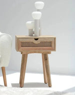 Bloomart Deszly Elegant Modern Bedside Table with Foldable Legs and 1 Spacious Storage Drawer Rustic Side Table