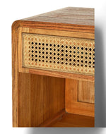 Bloomart Svlozy Modern Wooden Nightstand Rattan Bedside Table with 1 Spacious Storage Drawer & Open Shelf