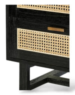 Bloomart Arnitra Modern Rattan Spline Bedside Table with 2 Spacious Storage Drawers Rustic Nightstand for Bedroom